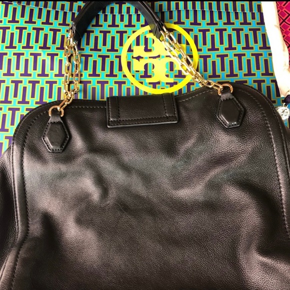 TORY BURCH Sammy Satchel Black Leather with Gold - Picture 7 of 8